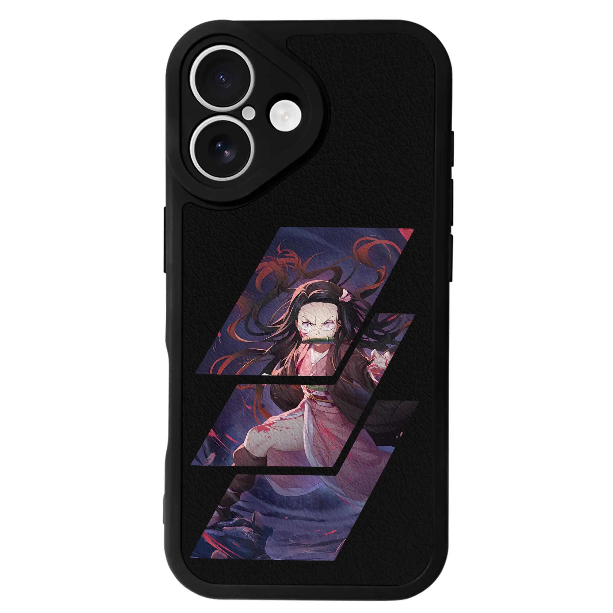 鬼滅の刃 グッズ,竈門 禰豆子 - IPhone 16シリーズ対応 ・ シリコンスマホケース ・ レザー調 ・ 高精度フィット ・ 耐衝撃 ・ ワイヤレス充電対応 ・ 精密カット